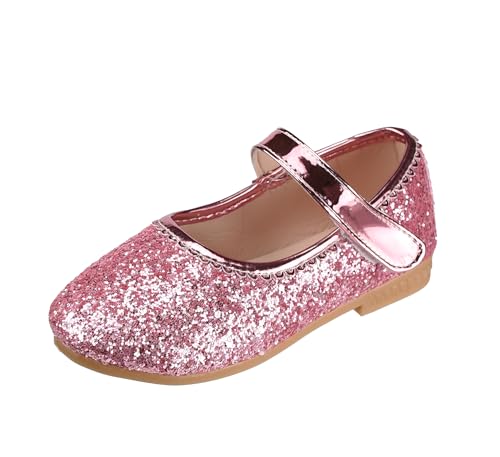 QUNUNOIRE-Prinzessin Schuhe Mädchen Glitzer Schuhe Kinder Pailletten Cosplay Schuhe Partys Hochzeiten Klett Sandalen Elegante Mädchen Schuhe Rosa 30 von QUNUNOIRE