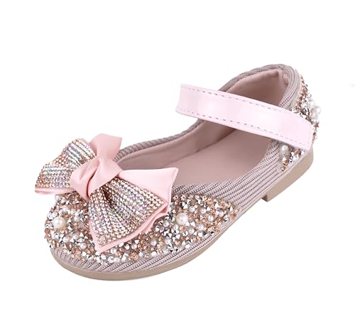 QUNUNOIRE-Prinzessin Schuhe Mädchen Glitzer Schuhe Kinder Stöckelschuhe Mädchen Pailletten Prinzessin Cosplay Schuhe Partys Hochzeiten Sandalen Elegante Mädchen Schuhe Rosa 23 EU von QUNUNOIRE