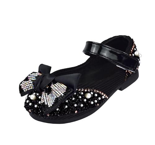 QUNUNOIRE-Prinzessin Schuhe Mädchen Glitzer Schuhe Kinder Stöckelschuhe Mädchen Pailletten Prinzessin Cosplay Schuhe Partys Hochzeiten Sandalen Elegante Mädchen Schuhe Schwarz 27 EU von QUNUNOIRE