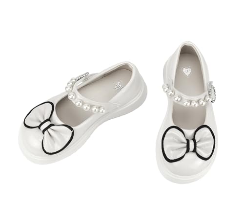 QUNUNOIRE-Prinzessin Schuhe Mädchen Schuhe Kinder Stöckelschuhe Sandalen Elegante Mary Jane Mädchen Flach für Partys/Hochzeiten/den Alltag Weiß 32 von QUNUNOIRE