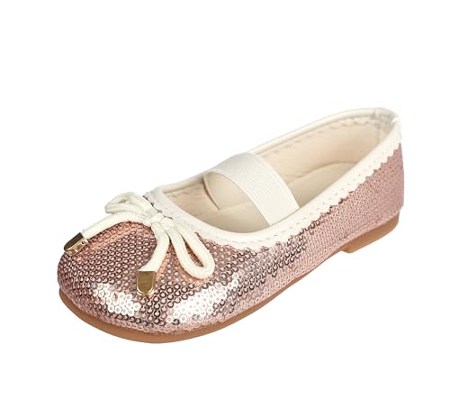 QUNUNOIRE - Rosa Mädchen Schuhe 26 EU - Mary Jane - Glitzer - Pailletten - Elegant - Feierlichkeiten - Synthetik - Flach von QUNUNOIRE