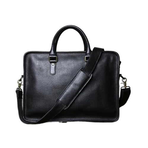 QUNYIMOG Echte Leder -Briefzüge Laptop -Taschen Totes Herren Umhängetaschen mit Hüllen Handtaschen Messengerbeutel(Black) von QUNYIMOG