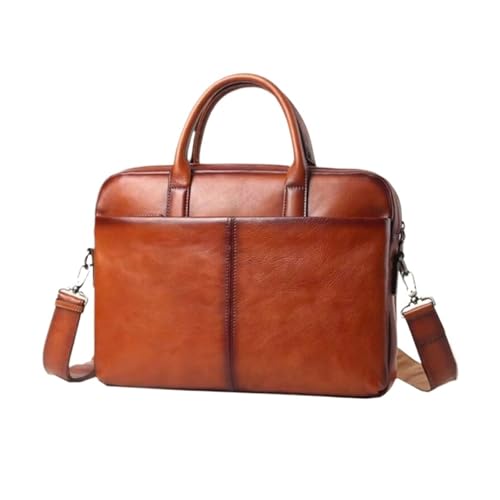 QUNYIMOG Echte Leder -Laptop -Taschen Herren Umhängetaschen mit Koffer Handtaschen Briefcasen Totes Totes(Brown1) von QUNYIMOG