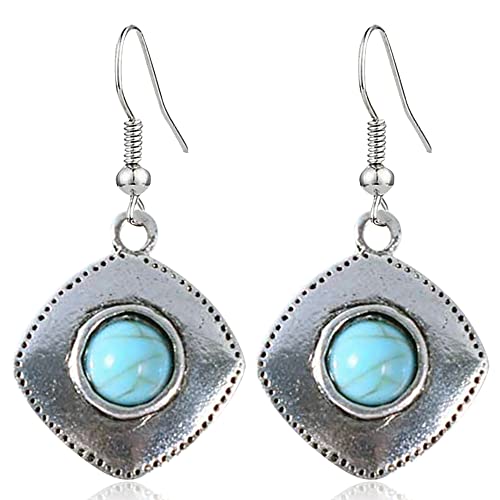 QUSIJIA Retro Bohemian Geometrische Tropfen baumeln Ohrringe Mode Ethno-Stil Türkis Ohrringe für Frauen, Metall QUSIJIA Retro Bohemian Geometrische Tropfen baumeln Ohrringe Mode Ethno-Stil Türkis Ohrringe für Frauen, Metall von QUSIJIA