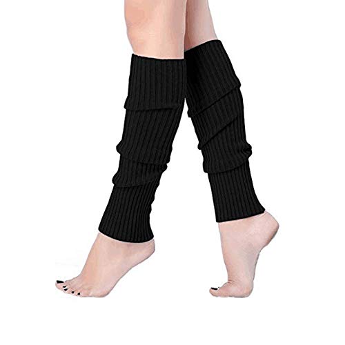 1 Paar Beinstulpen für Frauen 80er Jahre Rippstrick-Beinwärmer Stiefel Manschettenwärmer Stretch Knie Bein Socken für Party Kostüm Zubehör von QUUPY