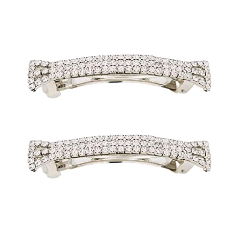 2PCS Drei Reihen Strass Kristall Haar Barrette Bling Haar Clips Frühling Haar Griff Krallen Braut Mode Bogen Prong Haarnadel für Mädchen Frauen 2.7 Länge von QUUPY