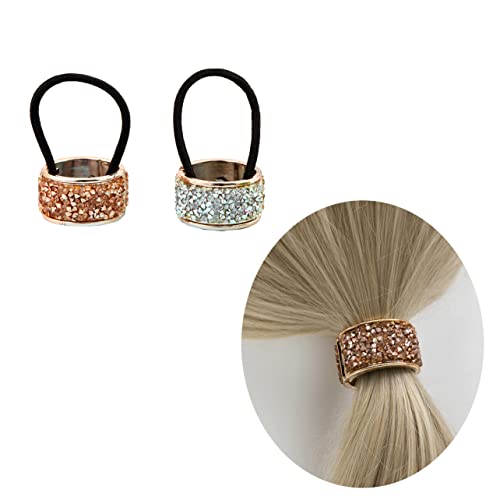 2PCS Strass Haar Pferdeschwanz Halter Manschette Gothic Punk Elastic Band Seil Funkelnde Kristall Haar Krawatten Styling Wrap Set für Frauen und Mädchen von QUUPY