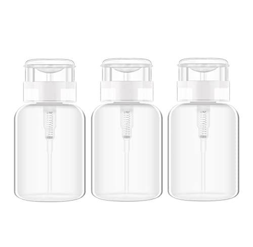 3 x 200 ml Nagellack-Entferner-Flaschen, Pumpspender, leer, Kunststoff-Nagellackentferner, Flüssigflasche für Nagellack, Kosmetik, Make-up-Entferner, Nagelkunst-Werkzeug, Reiseset von QUUPY