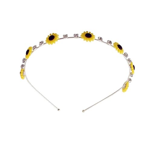 Kristall Sonnenblume Stirnband Strass Blume Haarband Haarreifen Kopfschmuck Hochzeit Party Haarband Perlen Slim Dünnes Haarband für Frauen und Mädchen von QUUPY