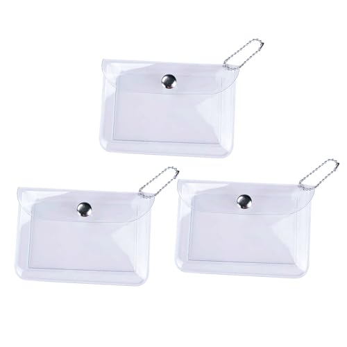 QUUPY 3pcs Transparente Kartenhalter Mini Wechsel Beutel mit Snap kleine Münze Tasche Schlüsselanhänger Fall für Visitenkarten Aufbewahrung Organizer von QUUPY
