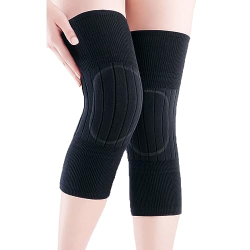 QUUPY Unisex Kaschmir Wolle Kniebandage Pads Beinwärmer Winter Warm Atmungsaktiv Thermo Kniewärmer Ärmel Knieschoner Leggings Strümpfe für Damen Herren Outdoor von QUUPY