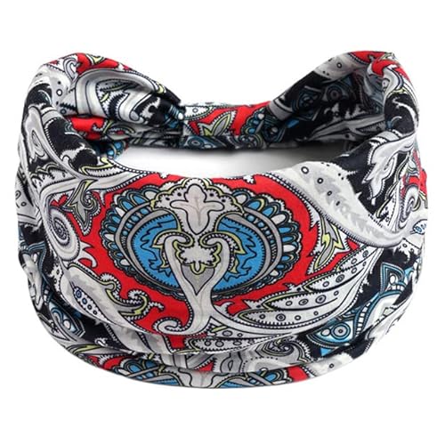 QUVLOTIAZJ Boho Blumendruck Breite Stirnbänder Vintage Knoten Elastischer Turban Headwrap für Frauen Mädchen Baumwolle Weiches Bandana Haarschmuck von QUVLOTIAZJ