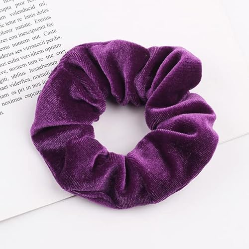 QUVLOTIAZJ 34 Farben Korea Velvet Scrunchies Elastische Haarbänder Einfarbige Kopfbedeckungen Frauen Mädchen Plissee Scrunchie Pferdeschwanz Haarschmuck von QUVLOTIAZJ