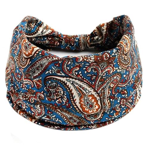 QUVLOTIAZJ Boho Blumendruck Breite Stirnbänder Vintage Knoten Elastischer Turban Headwrap für Frauen Mädchen Baumwolle Weiches Bandana Haarschmuck von QUVLOTIAZJ