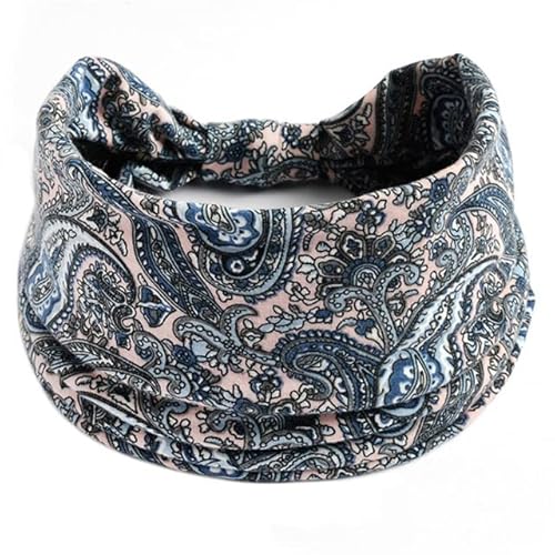 QUVLOTIAZJ Boho Blumendruck Breite Stirnbänder Vintage Knoten Elastischer Turban Headwrap für Frauen Mädchen Baumwolle Weiches Bandana Haarschmuck von QUVLOTIAZJ