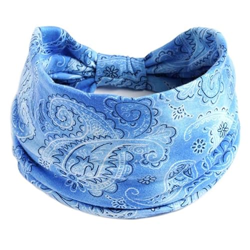 QUVLOTIAZJ Boho Blumendruck Breite Stirnbänder Vintage Knoten Elastischer Turban Headwrap für Frauen Mädchen Baumwolle Weiches Bandana Haarschmuck von QUVLOTIAZJ