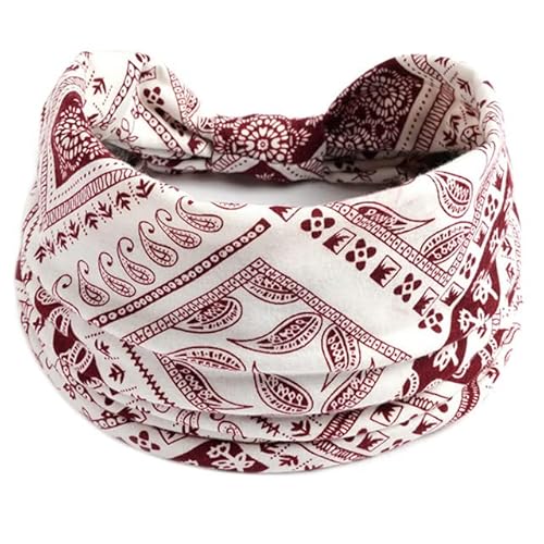 QUVLOTIAZJ Boho Blumendruck Breite Stirnbänder Vintage Knoten Elastischer Turban Headwrap für Frauen Mädchen Baumwolle Weiches Bandana Haarschmuck von QUVLOTIAZJ