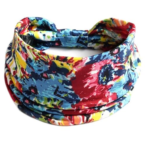 QUVLOTIAZJ Boho Blumendruck Breite Stirnbänder Vintage Knoten Elastischer Turban Headwrap für Frauen Mädchen Baumwolle Weiches Bandana Haarschmuck von QUVLOTIAZJ