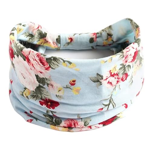 QUVLOTIAZJ Boho Blumendruck Breite Stirnbänder Vintage Knoten Elastischer Turban Headwrap für Frauen Mädchen Baumwolle Weiches Bandana Haarschmuck von QUVLOTIAZJ