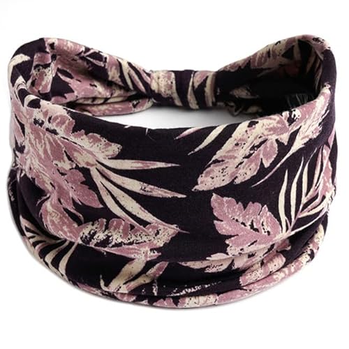 QUVLOTIAZJ Boho Blumendruck Breite Stirnbänder Vintage Knoten Elastischer Turban Headwrap für Frauen Mädchen Baumwolle Weiches Bandana Haarschmuck von QUVLOTIAZJ