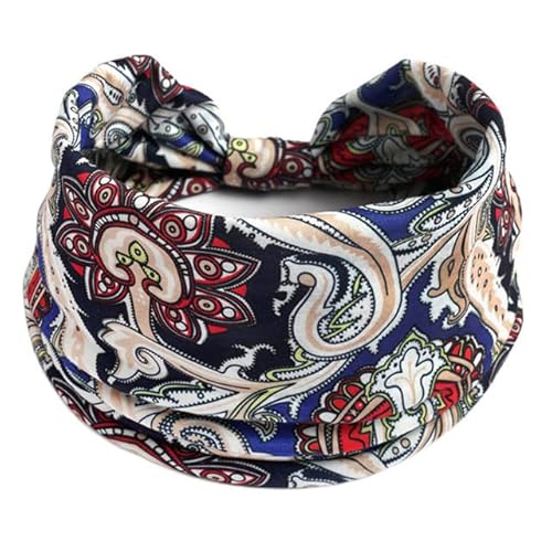 QUVLOTIAZJ Boho Blumendruck Breite Stirnbänder Vintage Knoten Elastischer Turban Headwrap für Frauen Mädchen Baumwolle Weiches Bandana Haarschmuck von QUVLOTIAZJ