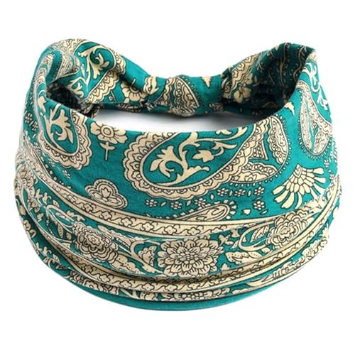 QUVLOTIAZJ Boho Blumendruck Breite Stirnbänder Vintage Knoten Elastischer Turban Headwrap für Frauen Mädchen Baumwolle Weiches Bandana Haarschmuck von QUVLOTIAZJ