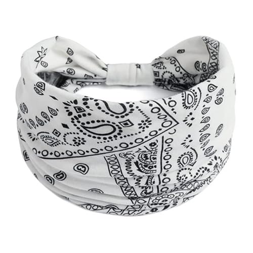 QUVLOTIAZJ Boho Blumendruck Breite Stirnbänder Vintage Knoten Elastischer Turban Headwrap für Frauen Mädchen Baumwolle Weiches Bandana Haarschmuck von QUVLOTIAZJ