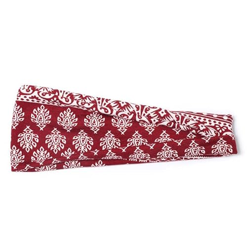 QUVLOTIAZJ Boho Blumendruck Breite Stirnbänder Vintage Knoten Elastischer Turban Headwrap für Frauen Mädchen Baumwolle Weiches Bandana Haarschmuck von QUVLOTIAZJ