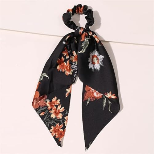 QUVLOTIAZJ Fashion Print Bow Scrunchies Haarband für Frauen elastisches Haarband Mädchen Schachtelhalm Haargummis Haarschmuck von QUVLOTIAZJ