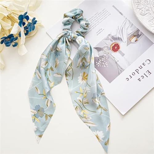 QUVLOTIAZJ Fashion Print Bow Scrunchies Haarband für Frauen elastisches Haarband Mädchen Schachtelhalm Haargummis Haarschmuck von QUVLOTIAZJ