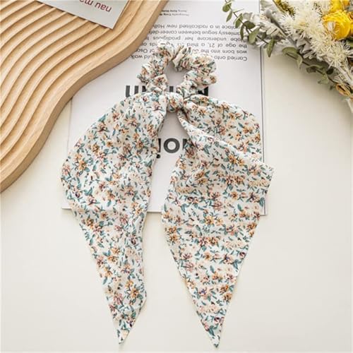 QUVLOTIAZJ Fashion Print Bow Scrunchies Haarband für Frauen elastisches Haarband Mädchen Schachtelhalm Haargummis Haarschmuck von QUVLOTIAZJ