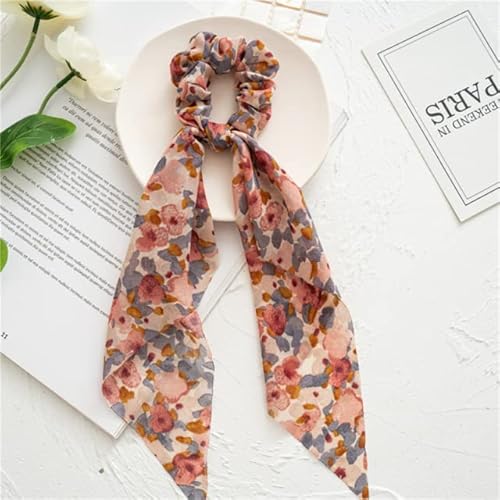 QUVLOTIAZJ Fashion Print Bow Scrunchies Haarband für Frauen elastisches Haarband Mädchen Schachtelhalm Haargummis Haarschmuck von QUVLOTIAZJ