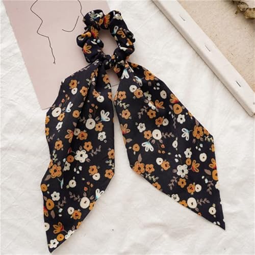 QUVLOTIAZJ Fashion Print Bow Scrunchies Haarband für Frauen elastisches Haarband Mädchen Schachtelhalm Haargummis Haarschmuck von QUVLOTIAZJ