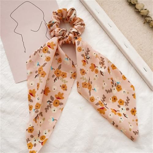 QUVLOTIAZJ Fashion Print Bow Scrunchies Haarband für Frauen elastisches Haarband Mädchen Schachtelhalm Haargummis Haarschmuck von QUVLOTIAZJ