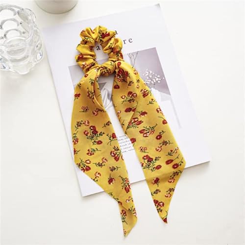 QUVLOTIAZJ Fashion Print Bow Scrunchies Haarband für Frauen elastisches Haarband Mädchen Schachtelhalm Haargummis Haarschmuck von QUVLOTIAZJ