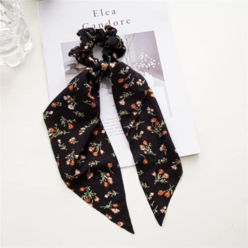 QUVLOTIAZJ Fashion Print Bow Scrunchies Haarband für Frauen elastisches Haarband Mädchen Schachtelhalm Haargummis Haarschmuck von QUVLOTIAZJ