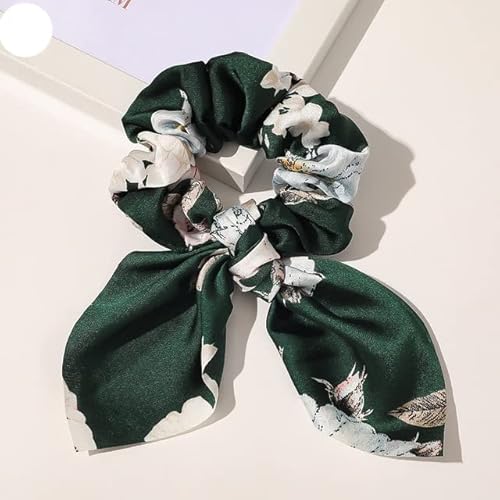 QUVLOTIAZJ Fashion Print Hair Scrunchie Bowknot Haarseil für Frauen Mädchen Pferdeschwanzhalter Haargummis Elastische Haarbänder Haarschmuck von QUVLOTIAZJ