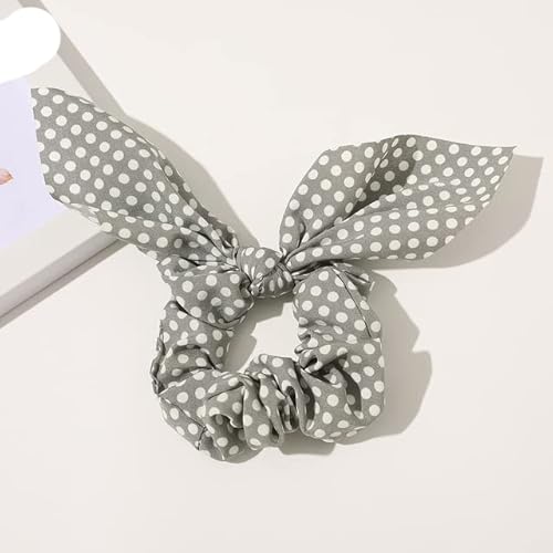 QUVLOTIAZJ Fashion Print Hair Scrunchie Bowknot Haarseil für Frauen Mädchen Pferdeschwanzhalter Haargummis Elastische Haarbänder Haarschmuck von QUVLOTIAZJ