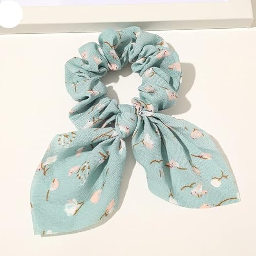 QUVLOTIAZJ Fashion Print Hair Scrunchie Bowknot Haarseil für Frauen Mädchen Pferdeschwanzhalter Haargummis Elastische Haarbänder Haarschmuck von QUVLOTIAZJ