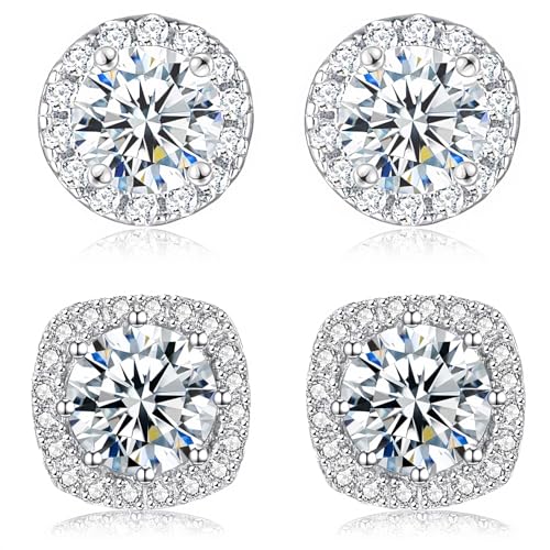 Ohrringe Herren Damen Silber 925 Ohrringe Herren Diamant Ohrringe Silber 925 Ohrringe Lichtpunkt Ohrringe Diamant Herren Ohrringe Weißgold Fake Ohrringe Herren Quadratische Ohrringe, l, Zirkonia, von QUXING