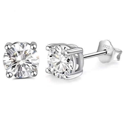 Ohrringe Herren Silber Diamant Ohrring Silber 925 Herren Ohrringe Herren Brillant Herren Ohrring Silber Ohrringe Damen Diamant Ohrringe Herren Gold 6mm, 5mm, Silber, Zirkonia von QUXING