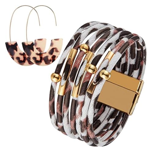QUXVUIS Armbänder Ohrringe Leopardenmuster stapelbar Anhänger Armband Modeschmuck Muttertagsgeschenke für Frauen Mädchen, Rotbraun QUXVUIS Armbänder Ohrringe Leopardenmuster stapelbar Anhänger Armband Modeschmuck Muttertagsgeschenke für Frauen Mädchen, Rotbraun von QUXVUIS