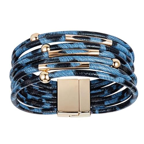 QUXVUIS Armbänder Ohrringe Leopardenmuster stapelbar Anhänger Armband Modeschmuck Muttertagsgeschenke für Frauen Mädchen, blau von QUXVUIS