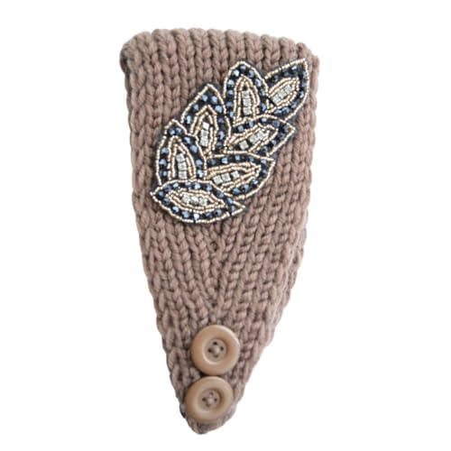 QUXVUIS Gehäkelte Stirnbänder Winter mit Strass Elastischer Kopfschutz Warmer klobiger universeller Haarschmuck für Mädchen, Khaki von QUXVUIS