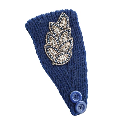 QUXVUIS Gehäkelte Stirnbänder Winter mit Strass Elastischer Kopfschutz Warmer klobiger universeller Haarschmuck für Mädchen, Marine von QUXVUIS