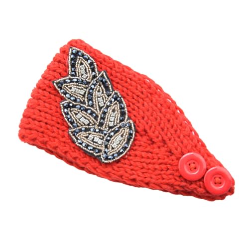 QUXVUIS Gehäkelte Stirnbänder Winter mit Strass Elastischer Kopfschutz Warmer klobiger universeller Haarschmuck für Mädchen, Rot von QUXVUIS