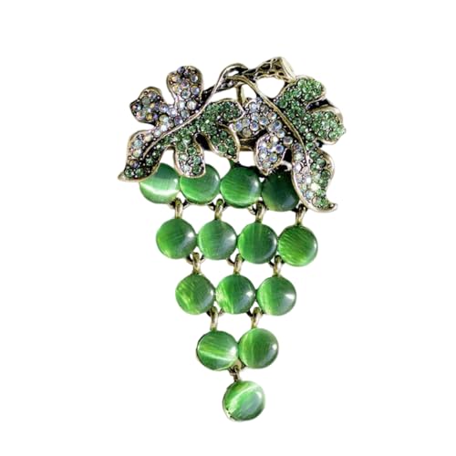 QUXVUIS Grüne Traube Frauen Brosche Strass Obst Form Pin Schal Schnalle Kleidung Clip Mode Accessoire Schmuck Bankett von QUXVUIS