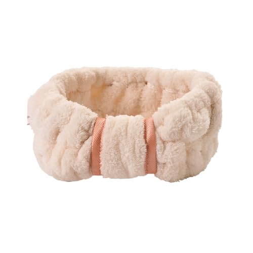 QUXVUIS Haarbänder Verstellbare Gesichtswäsche Weichheit Korallenfleece Sporting Stirnband Styling Zubehör Make up Hautpflege Baden, Beige von QUXVUIS