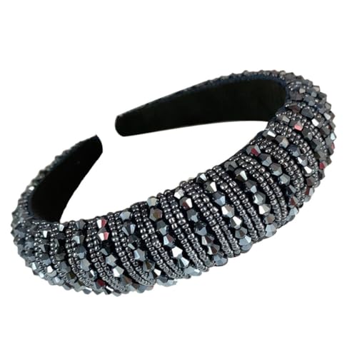 QUXVUIS Haarband Glitzer Perlen Kristall Bohemian Flexibel gestrickt Haarstyling Zubehör Kopfbedeckung für Frauen Ornament, Blau von QUXVUIS