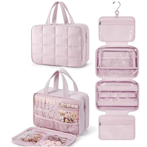 QUXVUIS Hängende Kulturtasche für Damen, Reise Make up Tasche, einfach kompakt und exquisit, einfach geeignet für Zuhause und Strand, Rosa, 28 * 12 * 20CM von QUXVUIS